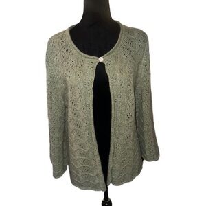 Elegant Olive Green Women's Sweater angora and wool blend